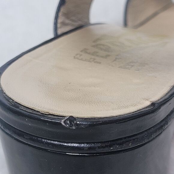 Salvatore Ferragamo Women's Slingback Shoes  Size 8 C Black Patent Block Heel - Picture 6 of 11